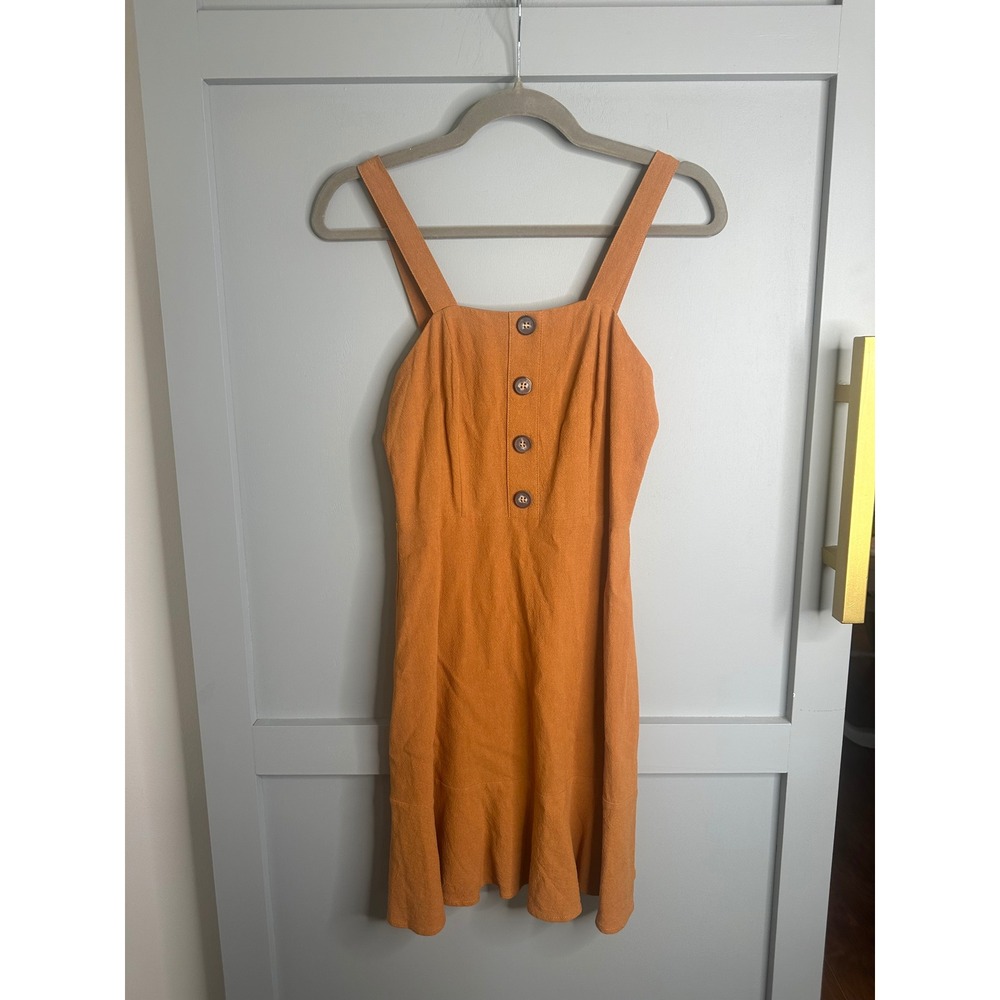 Altar'd State Mustard Yellow Linen Blend Ruffle Hem Mini Dress AN50652 XS New